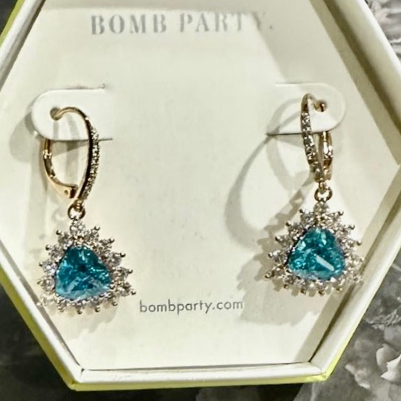 Bomb Party Jewelry - 🌊✨ Bomb Party “Calista” Hoop Earrings – Aqua Blue CZ + Rose Gold Plating ✨🌊